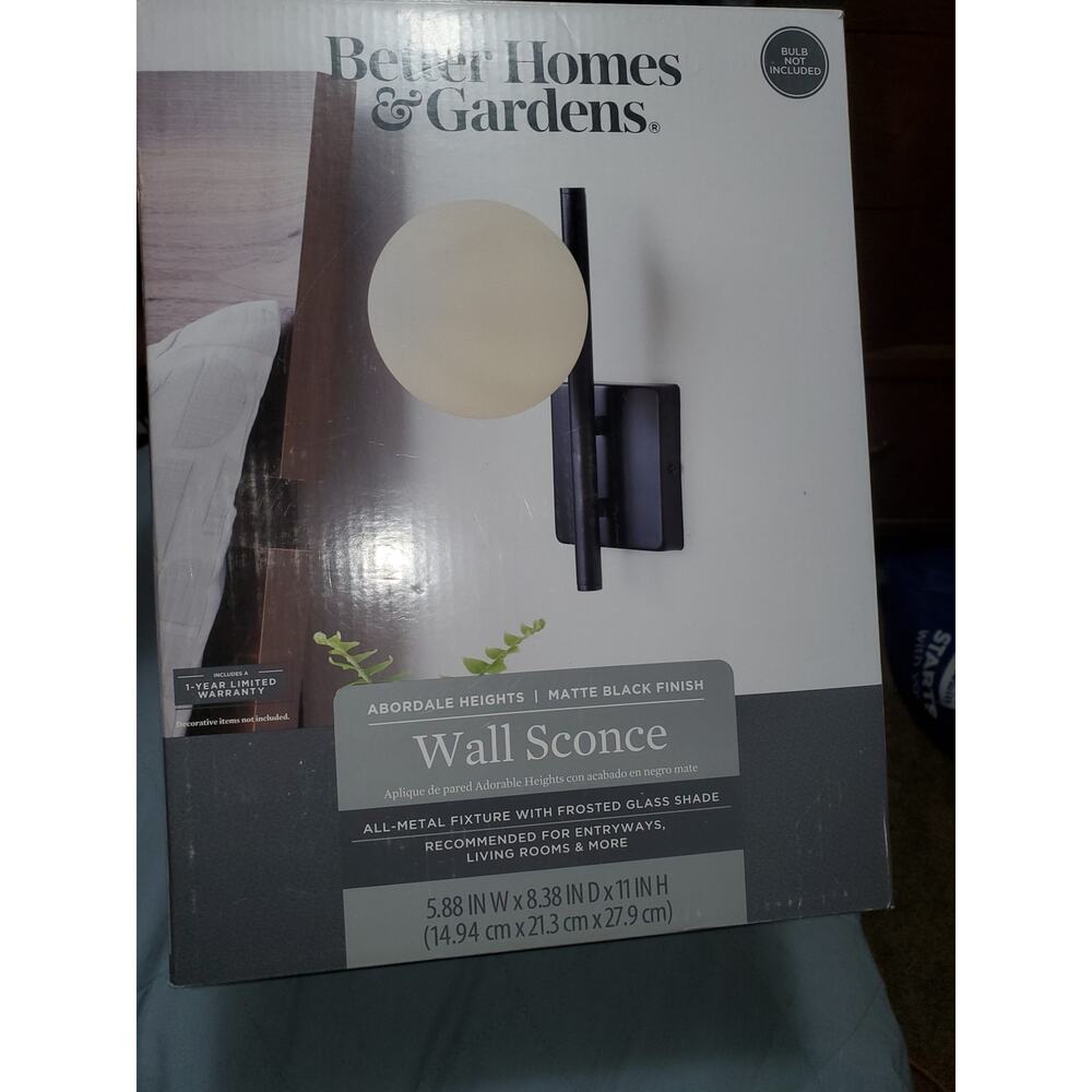 Brand New Better Homes and Gardens Matte Black Wall Sconce